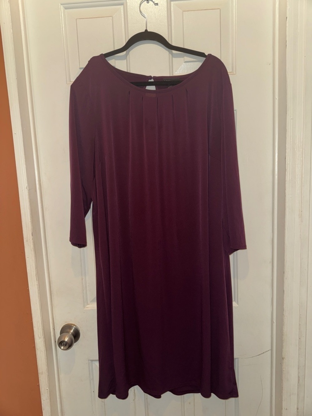 Lane Bryant Plum 3/4 Sleeve A-Line Dress